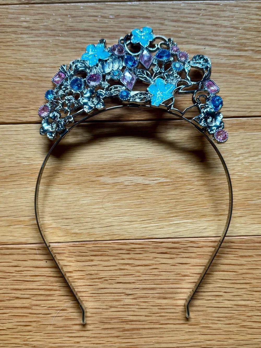 Disney Blue and Pink Floral Crystal Princess Tiara Headband
